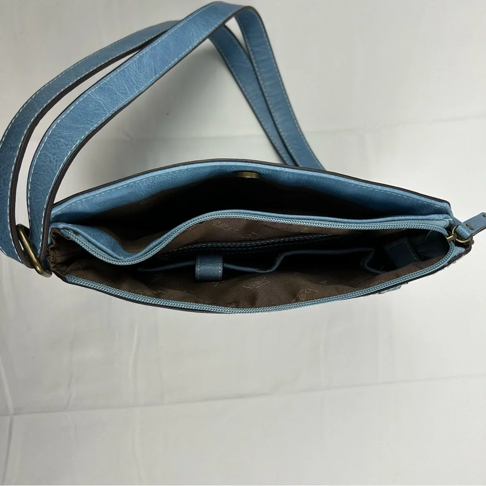 BOC Born Concept Crossbody Shoulder Purse Faux Leather Blue Denim Color - Picture 4 of 13